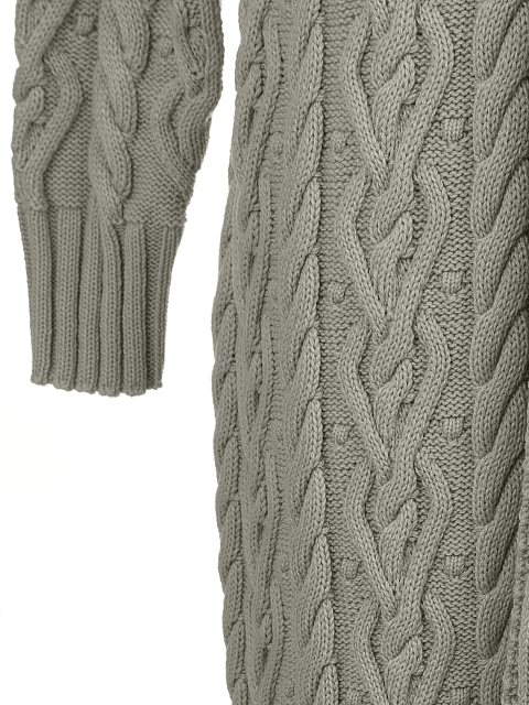 Серый макси кардиган с поясом, 4