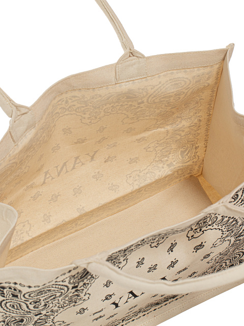 Сумка-шоппер из канваса с черным узором пэйсли, 3 Сумка-шоппер из канваса с черным узором пэйсли, 3