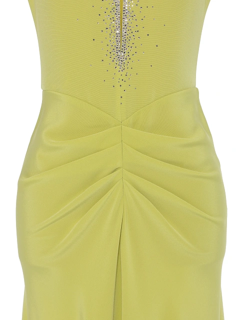 Салатовое платье-макси из шелка со стразами, 3 Салатовое платье-макси из шелка со стразами, 3