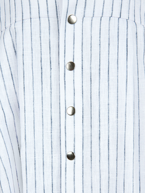 Белое хлопковое платье-миди в полоску, 3