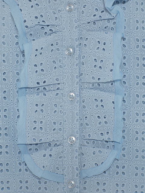 Голубой хлопковый топ с рюшами, 4