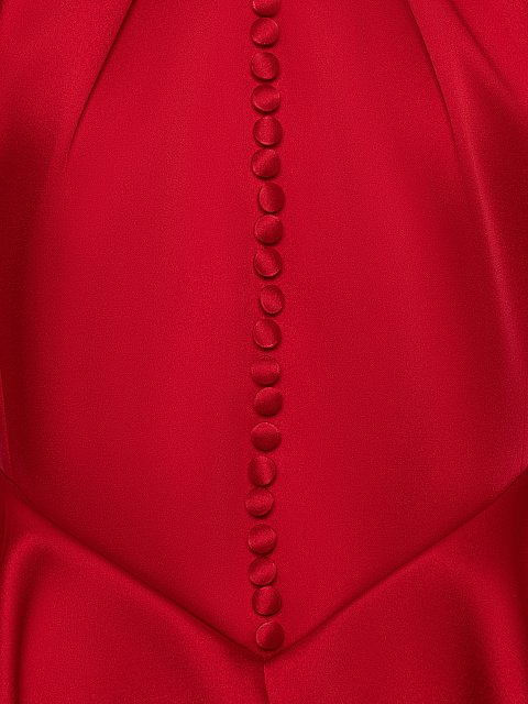 Красное шелковое платье-макси с баской, 10