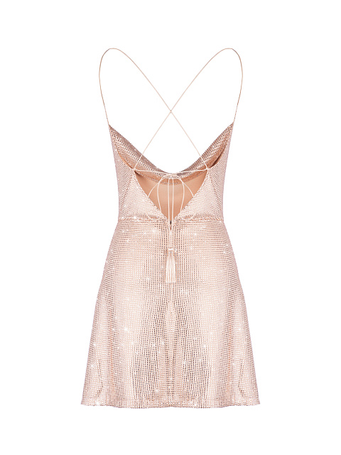 Розовое платье-мини со стразами, 2