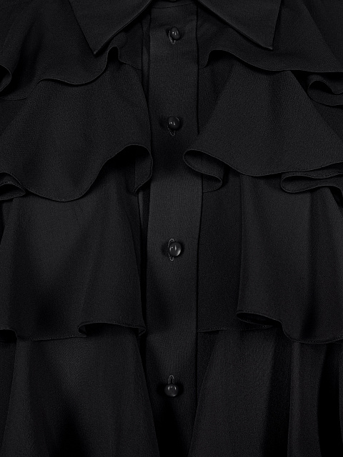 Черная блузка из шифона с рюшами, 3