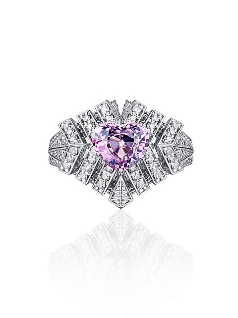 Кольцо из белого золота, бриллиантов, турмалина и шпинели в огранке «сердце», 2 Кольцо из белого золота, бриллиантов, турмалина и шпинели в огранке «сердце», 2