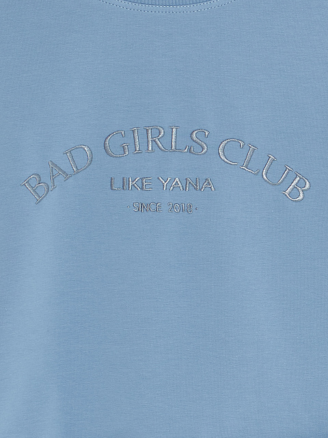 Голубой трикотажный костюм Bad Girls Club с тональной вышивкой, 4