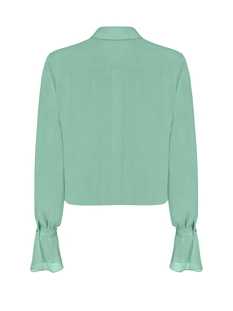 Светло-зеленая блузка из шифона с рюшами, 2