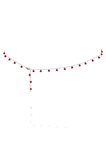Нательная цепь с подвесками из красных фианитов в огранке "Сердце", 2