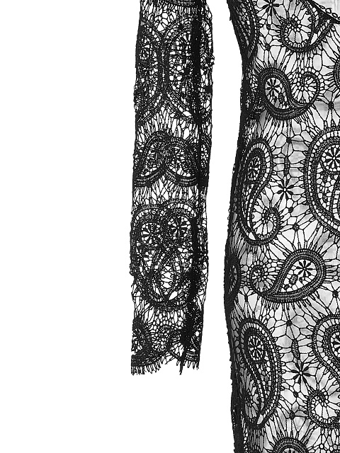 Черное кружевное платье-миди с открытой спиной, 3