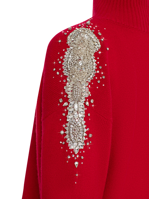 Красный кашемировый свитер с кристаллами, 3 Красный кашемировый свитер с кристаллами, 3