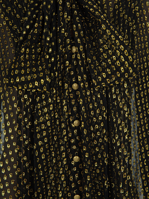 Блузка из черного шифона в золотистый горошек, 3