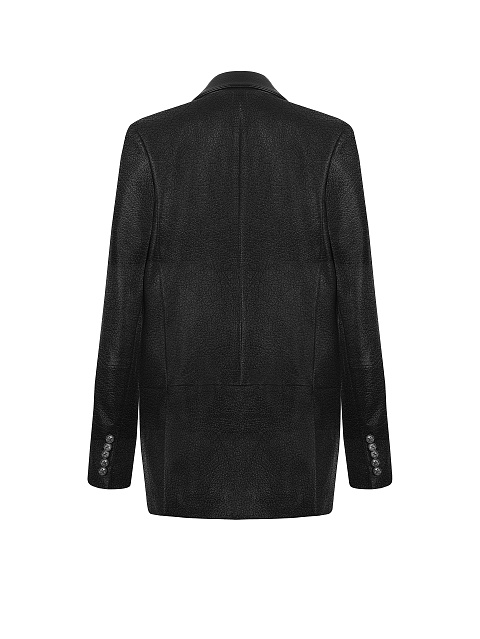Черный кожаный однобортный жакет, 2