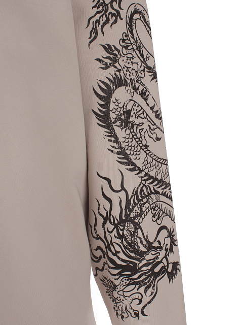 Серо-бежевый костюм с принтом на рукавах, 3