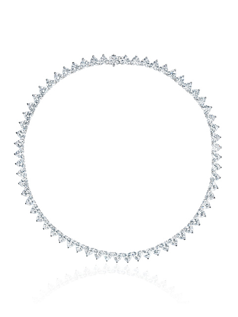 Колье из белого золота с фианитами в огранке «сердце», 1 Колье из белого золота с фианитами в огранке «сердце», 1