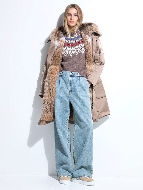 Коричневый кашемировый свитер с узором и жемчугом, 3 Коричневый кашемировый свитер с узором и жемчугом, 3