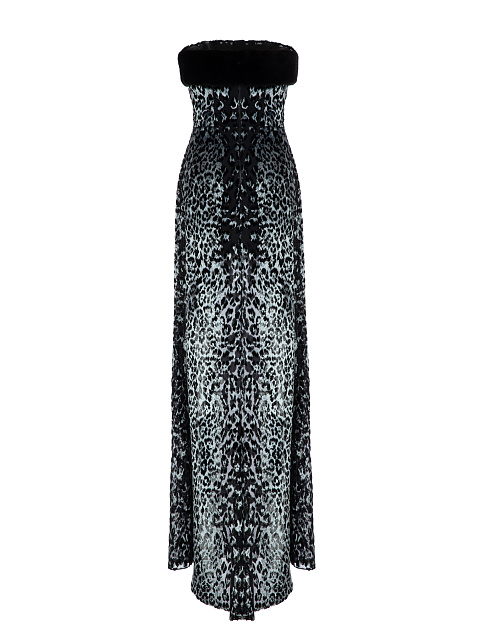 Черное платье-макси с люрексом и отделкой из меха норки, 2 Черное платье-макси с люрексом и отделкой из меха норки, 2
