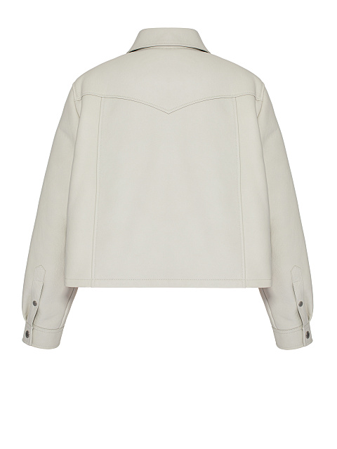 Укороченная белая куртка из кожи с подкладом из овчины, 2 Укороченная белая куртка из кожи с подкладом из овчины, 2