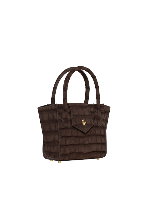 Коричневая сумка из крокодиловой кожи с серебром, 2