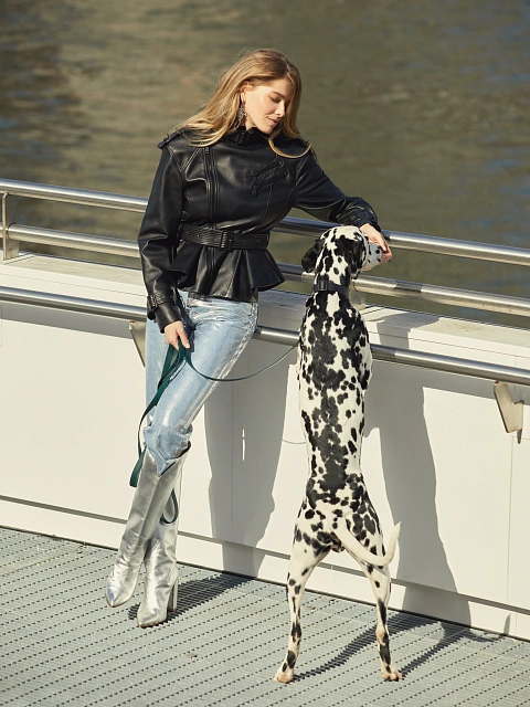 Прямые джинсы голубого цвета с серебряным напылением, 5