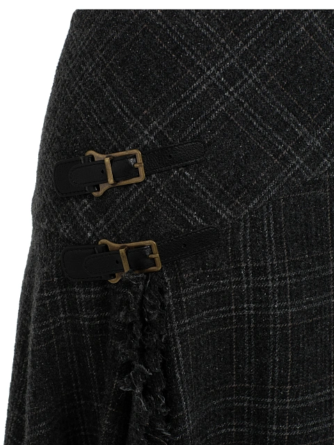 Серая асимметричная юбка-миди из шерсти в клетку, 4 Серая асимметричная юбка-миди из шерсти в клетку, 4