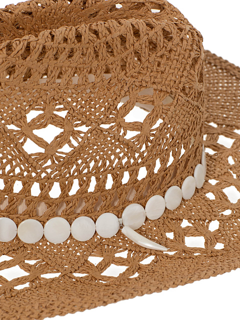 Темно-бежевая соломенная шляпа с перламутром, 4