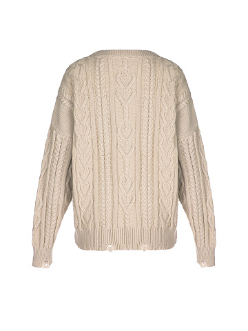 Бежевый хлопковый свитер с косами, 2