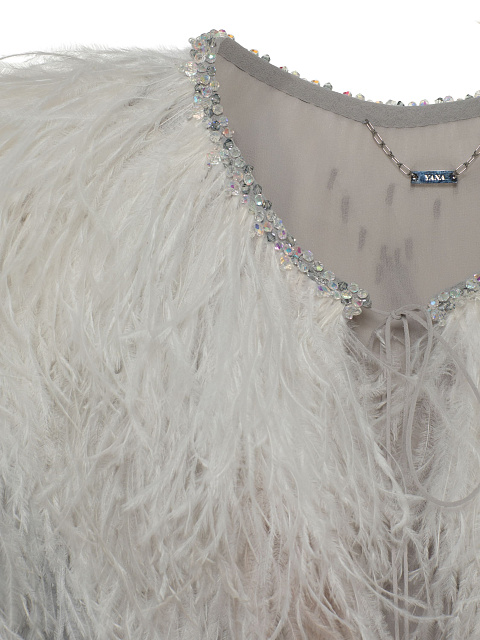 Серый жакет из перьев с эффектом деграде, 4