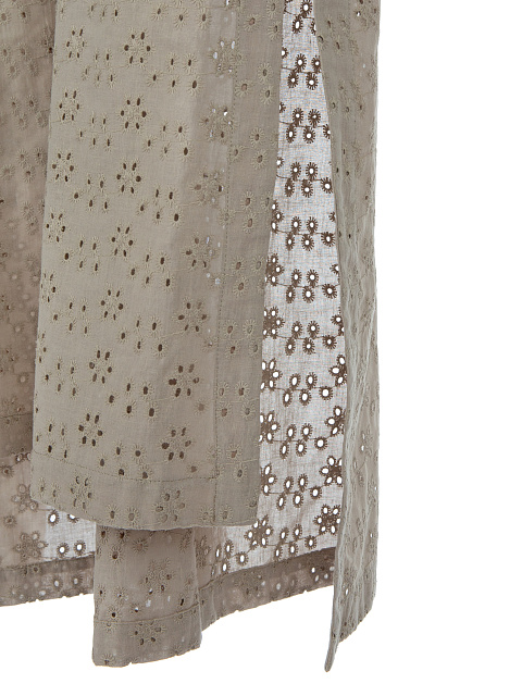 Серо-бежевое объемное платье-рубашка, 5