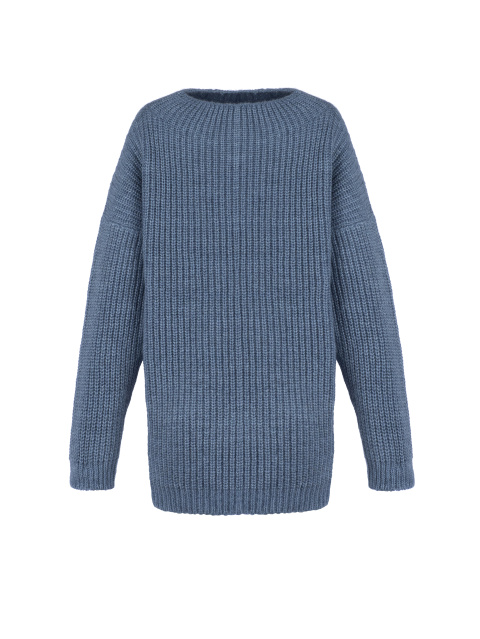 Синий шерстяной свитер в рубчик, 1