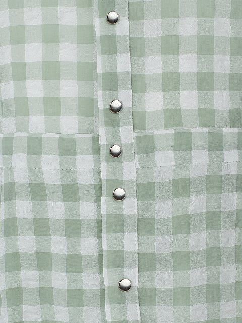 Зеленое платье-миди из тонкого шифона в клетку, 3