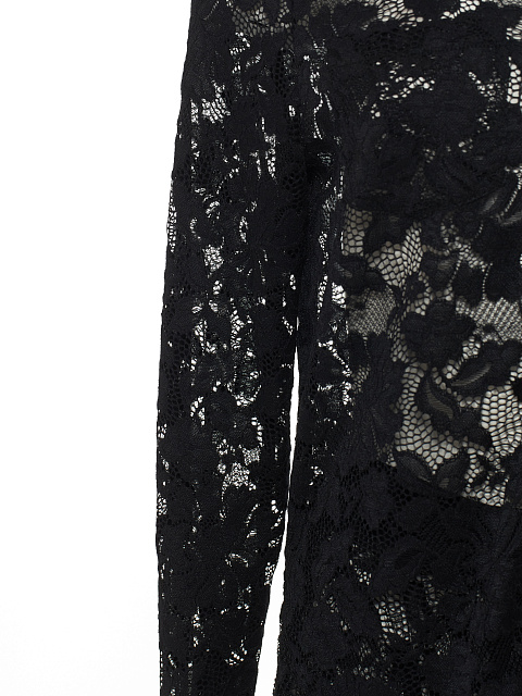 Черный кружевной костюм из рубашки и брюк, 5
