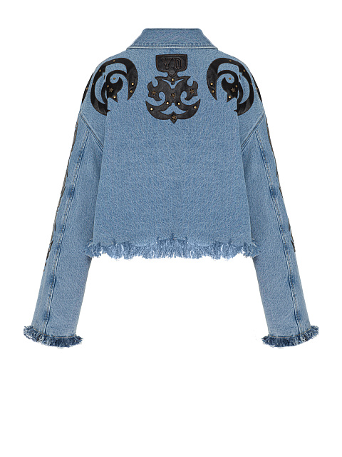 Голубая куртка из денима с отделкой из кожи и шерстяным подкладом, 2