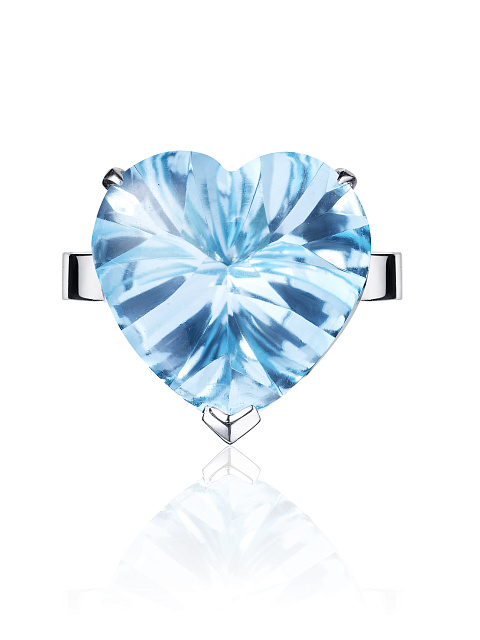 Кольцо из белого золота с топазом огранки «сердце», 2