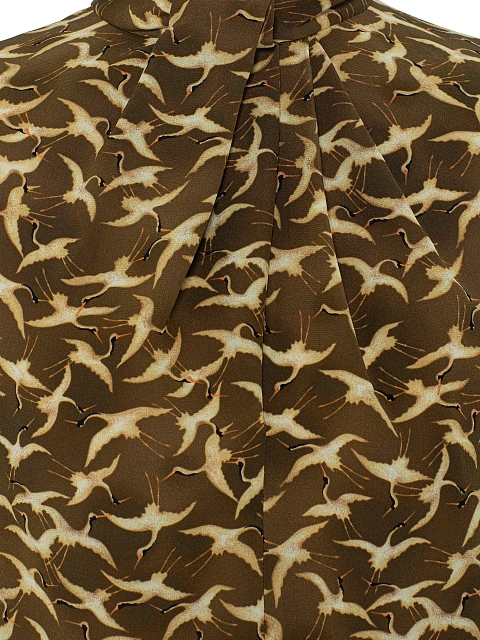 Коричневая блузка из шелка с принтом, 3 Коричневая блузка из шелка с принтом, 3