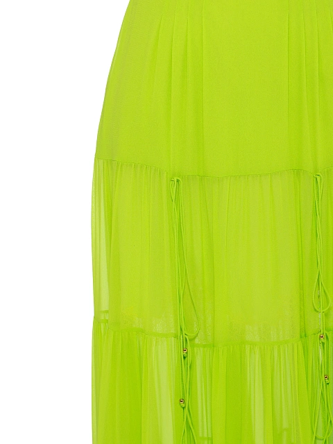 Салатовый комплект из платья-миди и блузки, 6