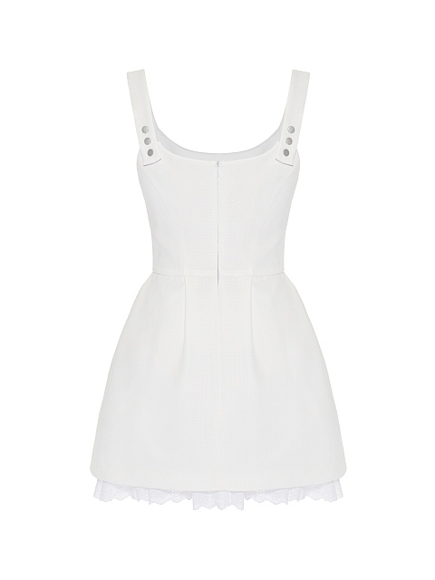 Белое платье-мини с кружевным подъюбником, 2