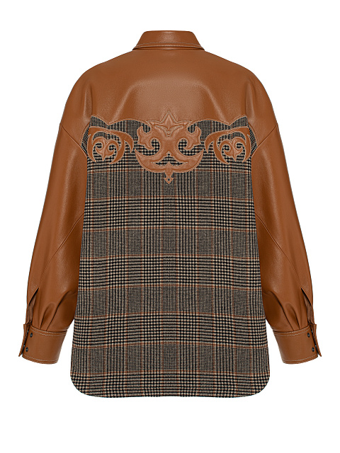 Коричневая рубашка из шерсти с узором и отделкой из кожи, 2 Коричневая рубашка из шерсти с узором и отделкой из кожи, 2