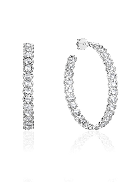 Хупсы с бриллиантами Rose Cut, 1