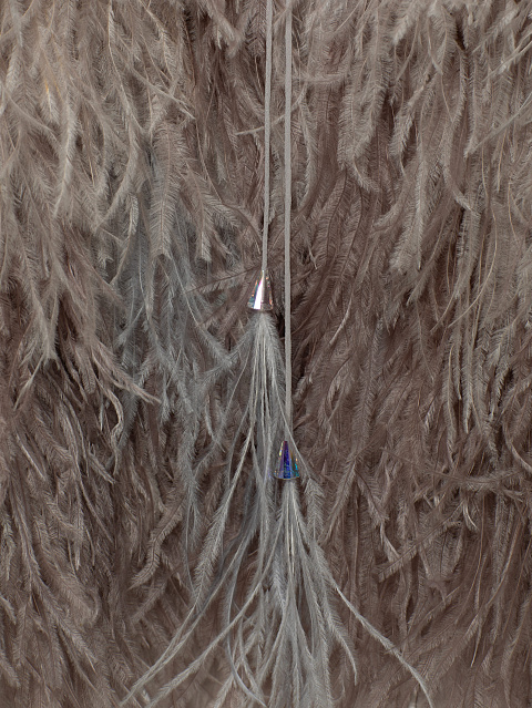 Серый жакет из перьев с эффектом деграде, 5