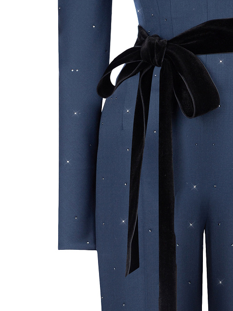 Синий комбинезон с перьями и стразами, 4 Синий комбинезон с перьями и стразами, 4