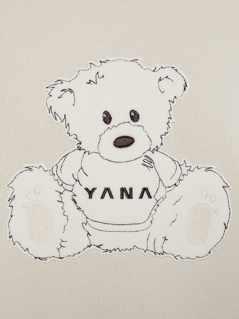 Молочное хлопковое худи с медведем, 3