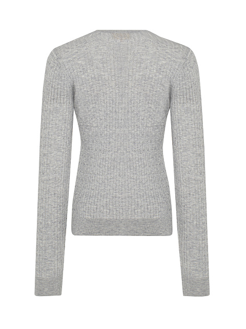 Серый пуловер из кашемира с V-вырезом и косами, 2