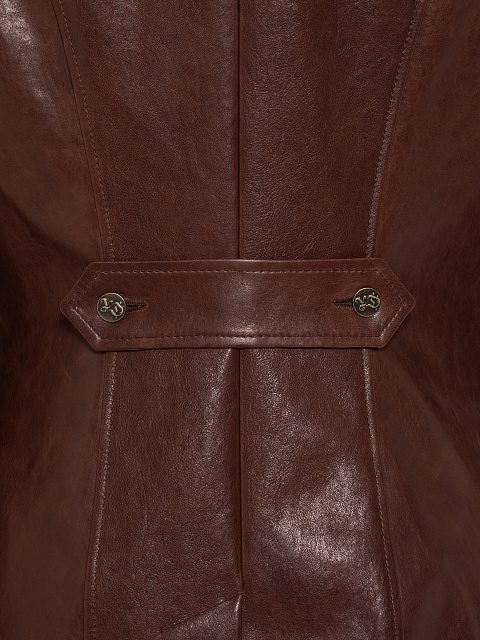 Коричневый костюм-двойка из кожи, 5