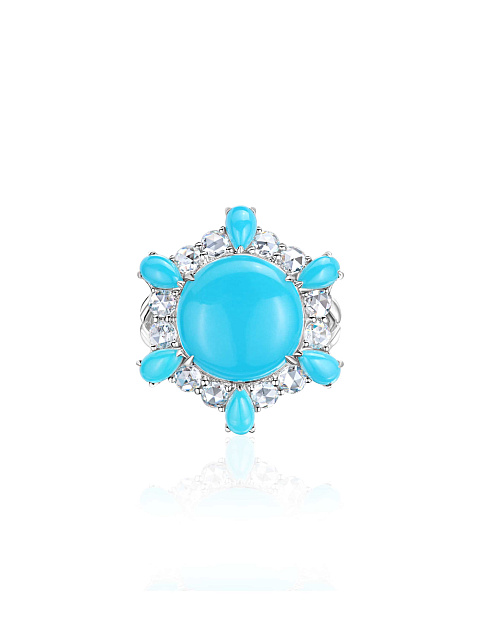 Кольцо из белого золота с бирюзой, 3 Кольцо из белого золота с бирюзой, 3