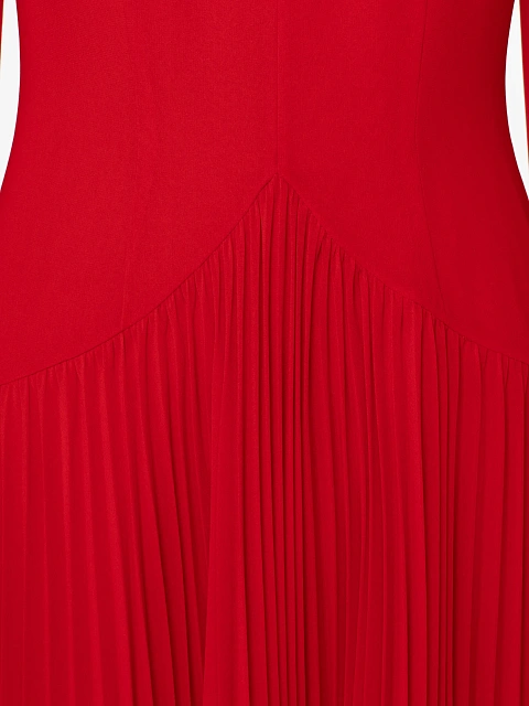 Красное платье-миди из шифона с открытыми плечами, 4 Красное платье-миди из шифона с открытыми плечами, 4