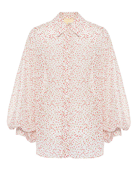 Белая блузка из шифона с цветочным принтом, 1