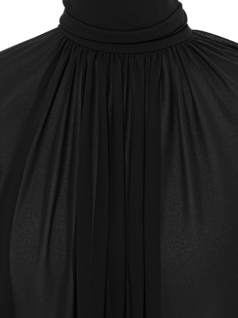 Черное платье-мини из шифона с мехом, 3