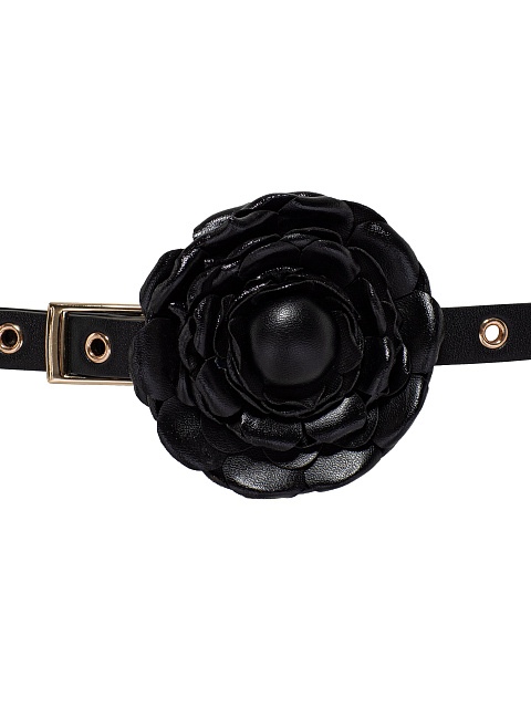 Черный ремень из эко-кожи с розой, 3