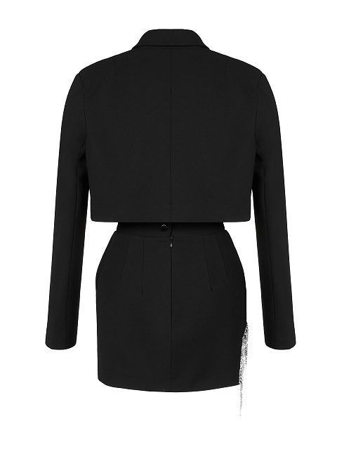 Черный костюм-двойка с бахромой из страз, 3