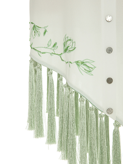 Белое асимметричное платье-мини с вышивкой, 4